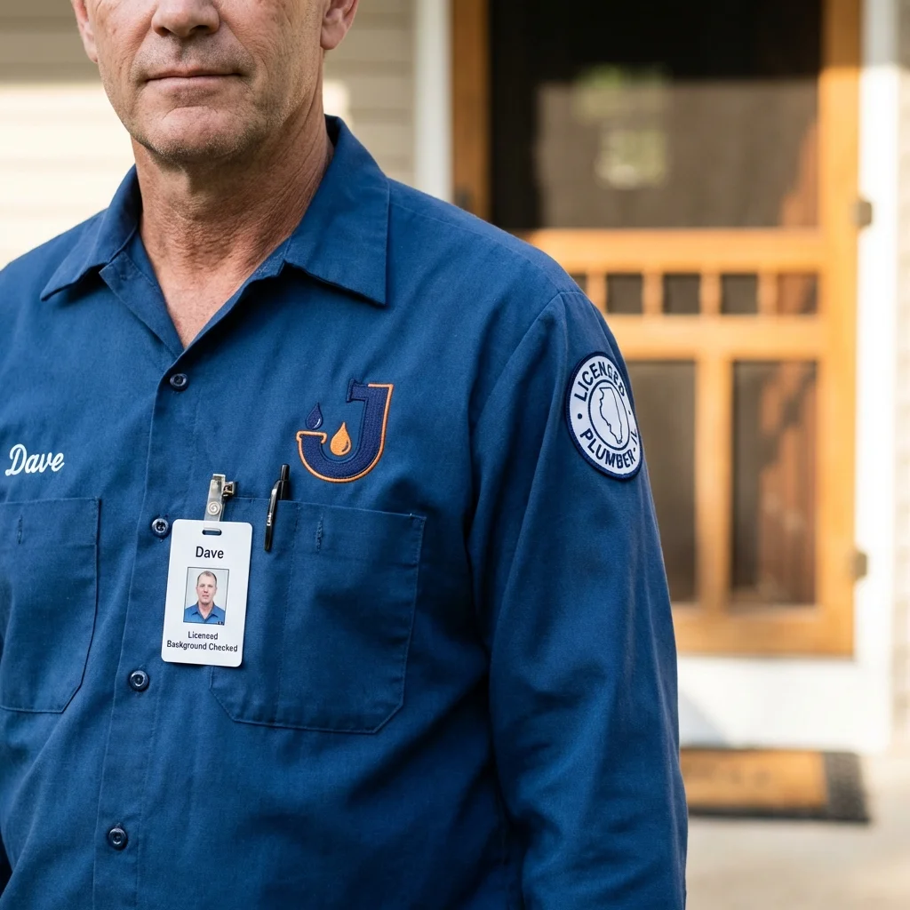 Licensed plumber showing ID badge in Walla Walla, WA